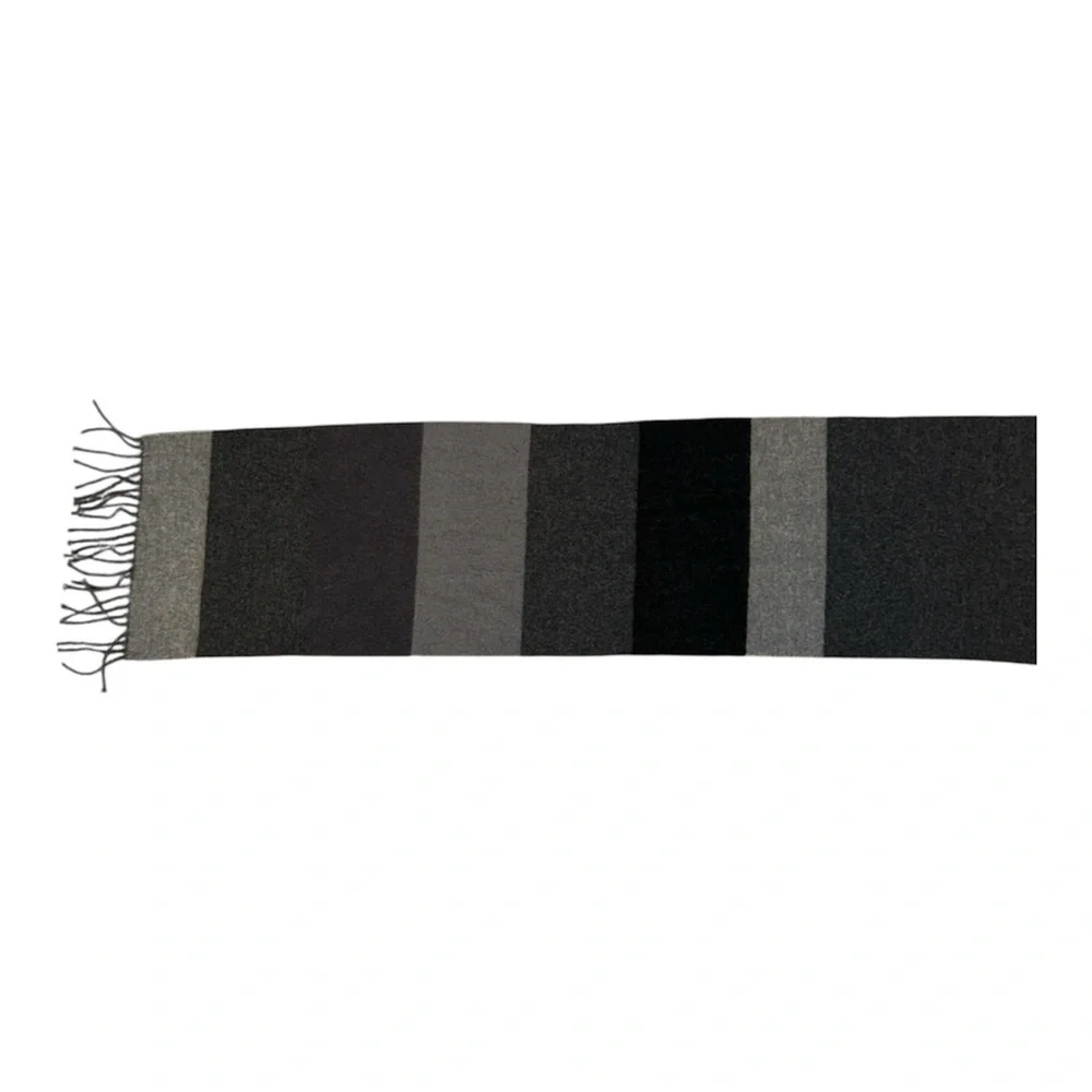 Express Black and Gray Merino‎ wool and cashmere scarf with fringe. Scotland